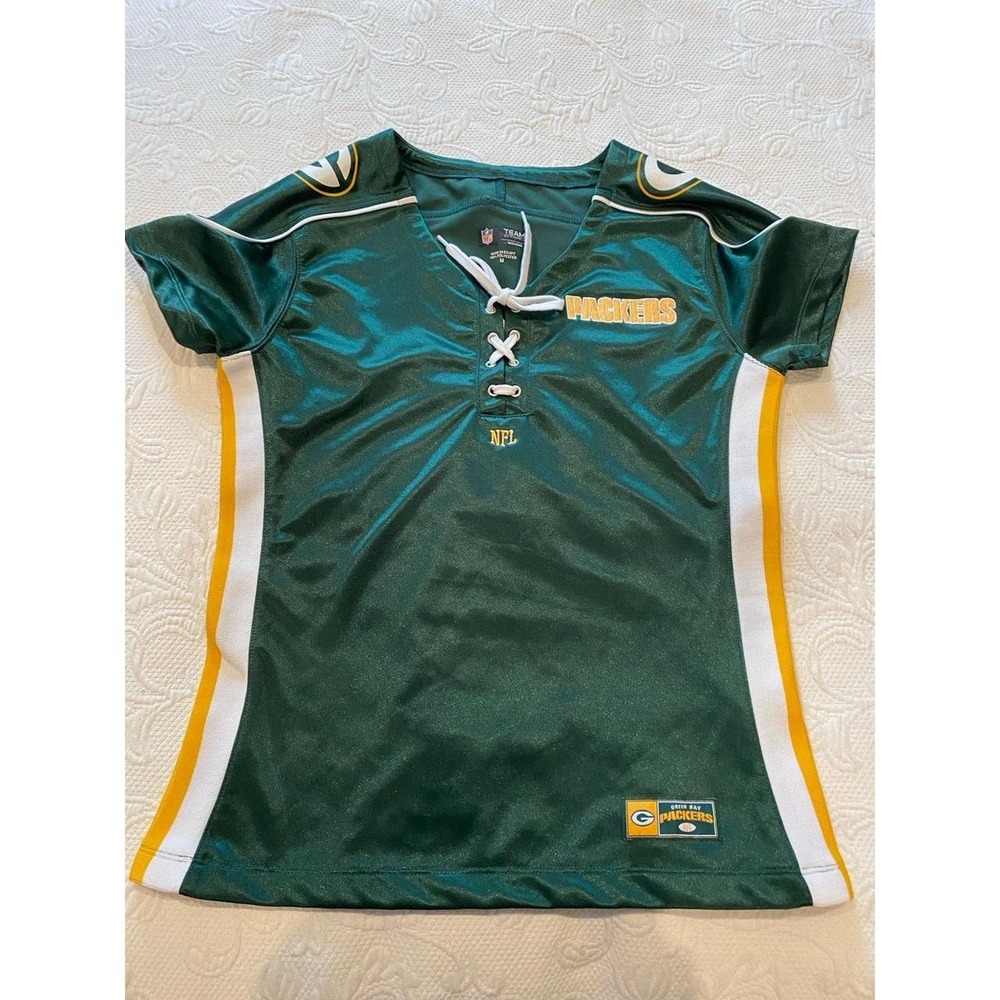 Green Bay Packers NFL Team Apparel Women's Jersey Medium Tie Front